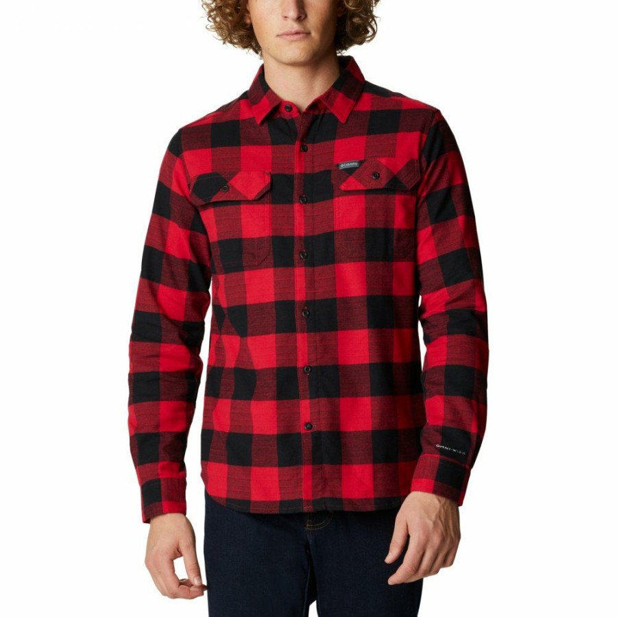 * Shirts & Tops | Discount Columbia Flare Gun Stretch Flannel Shirt For Men Mountain Red Twill Buffalo Check