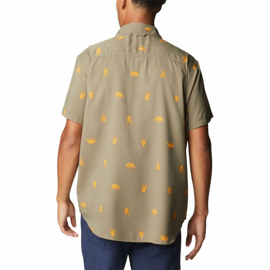 * Shirts & Tops | Clearance Columbia Utilizer Printed Woven Short Sleeve Shirt Stone Green Camp Social