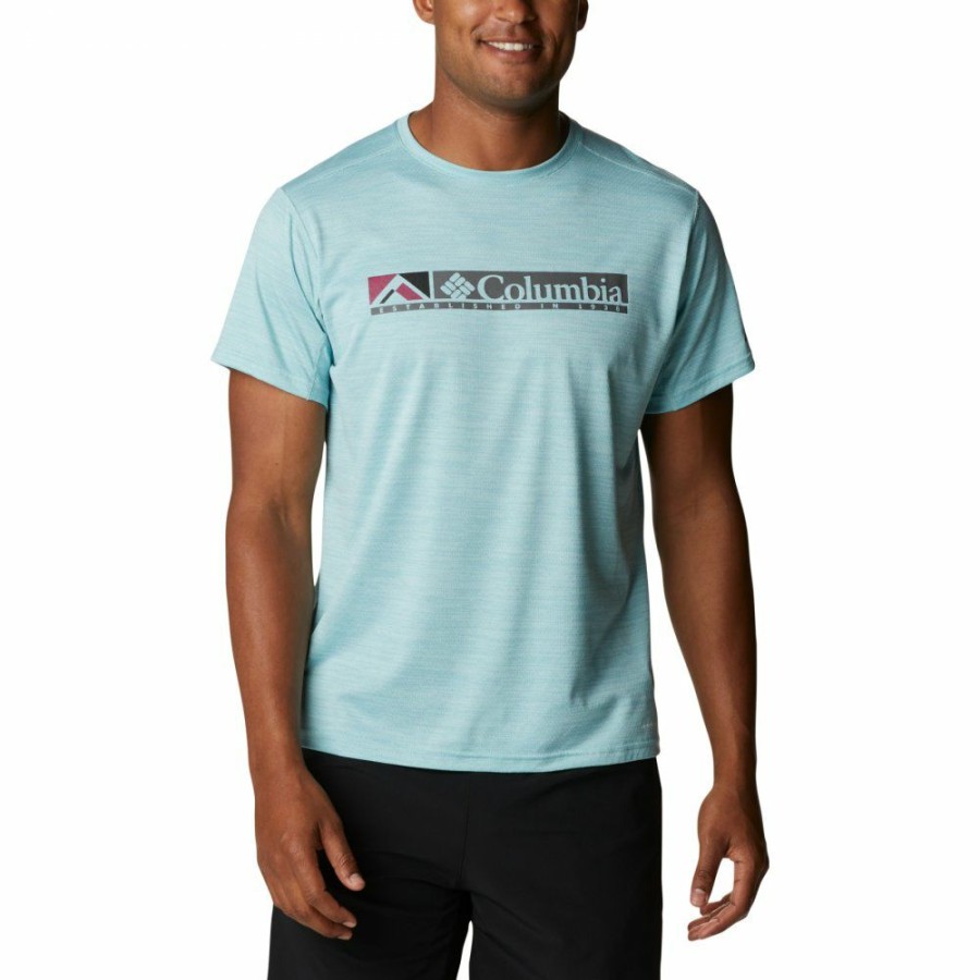 * Shirts & Tops | Discount Columbia Alpine Chill Zero Graphic T-Shirt Deep Marine Heather, Ridgescape Graphic