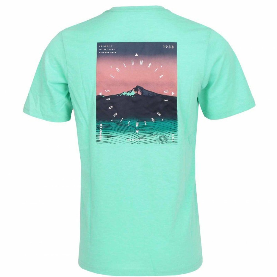 * Shirts & Tops | Discount Columbia High Dune Graphic T-Shirt Ii Electric Turquoise Heather, True Direction