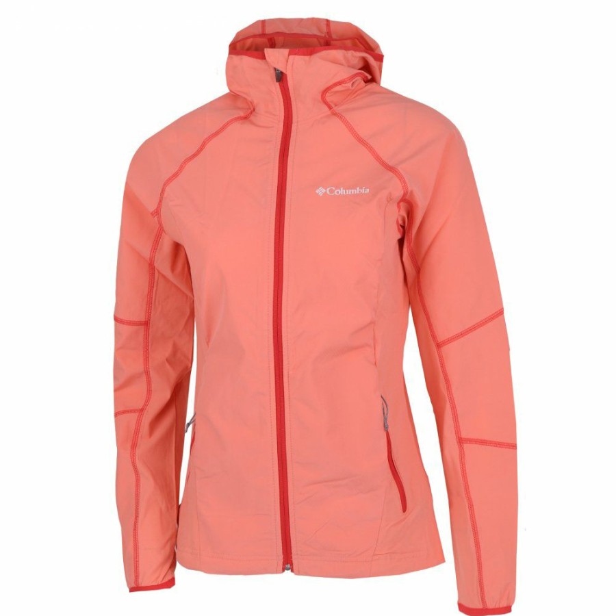 * Jackets & Vests | Sale Columbia Sweet As Softshell Hoodie Women Coral Reef, Red Hibiscus Pops