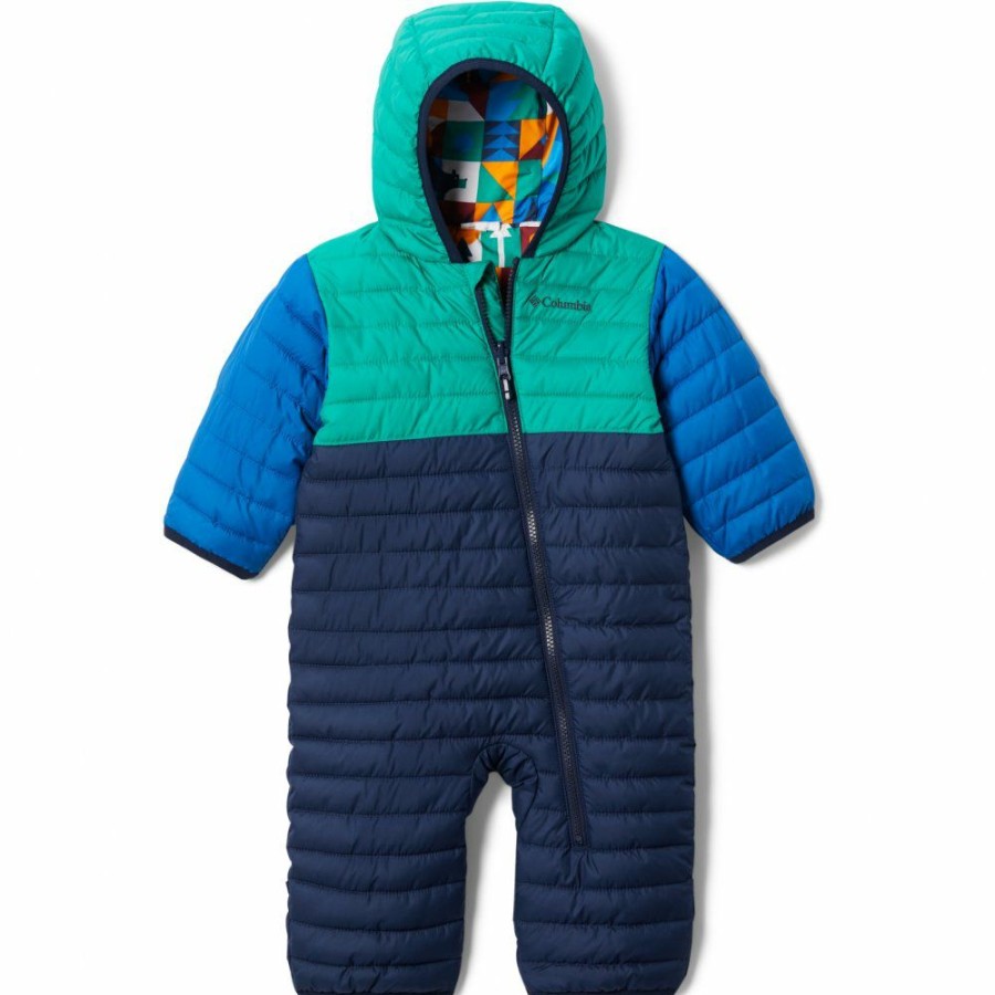 * Jackets & Vests | Sale Columbia Powder Lite Reversible Bunting Kids Collegaite Navy/Emerald Green/Bright Indigo