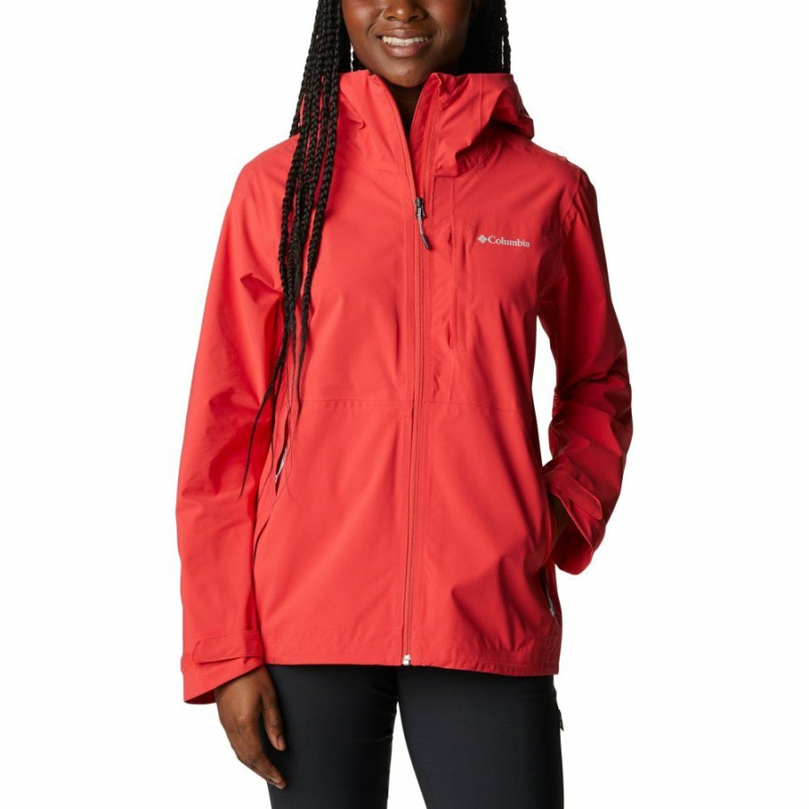 * Jackets & Vests | Sale Columbia Omni-Tech Ampli-Dry Shell Jacket Women Red Hibiscus